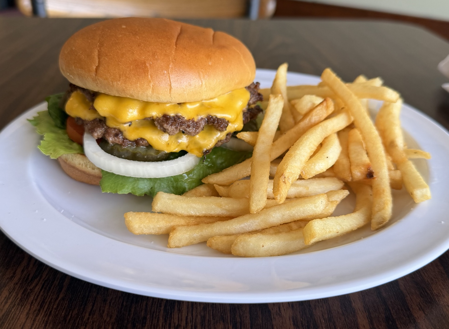 Cafe 51 Smashburger with cheese served with house-made potato chips
